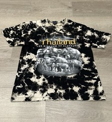 JoliGolf Thailand Elephant Graphic T Shirt Tie Dye Black Mens L Cotton