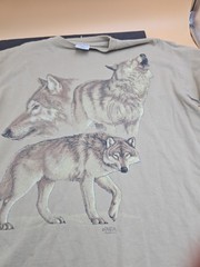 VTG 90s Wolf Graphic Print Sansegal Black Hills South Dakota T Shirt XL USA