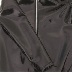 Sexy Men High Neck Long Sleeve T-shirt PU Double Side Top PVC Oil Glossy Shiny