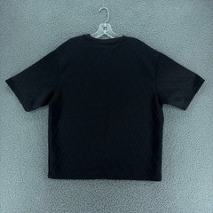 Saints Studio Shirt Mens L Black Textured Diamond Pattern Crew Neck Stretch