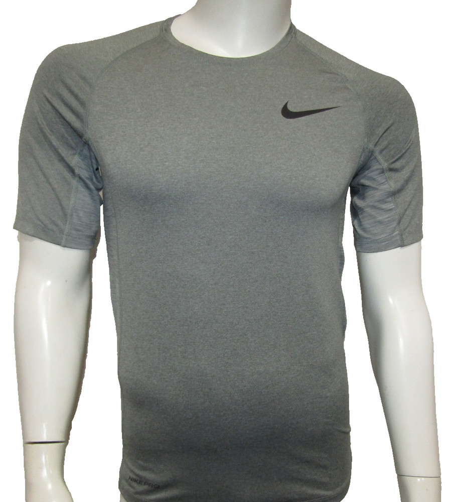 NIKE PRO DRI-FIT SLIM FIT GRAY ATHLETIC SHORT SLEEVE TEE SHIRT MENS SIZE S