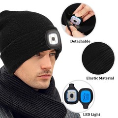 Fathers Day Dad Gifts for Men: USB Rechargeable Unisex Beanie Knit Cap with L…