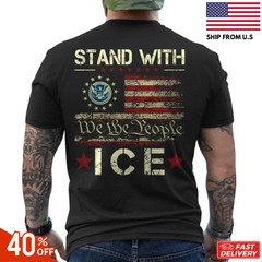 new- ICE Immigration Officers American Flag I Support Trump Stand With ICE shirt
