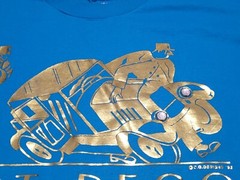 Vtg Art Deco Miami Florida C.G Designs ’92 Single Stitch XL Blue Gold Shirt USA