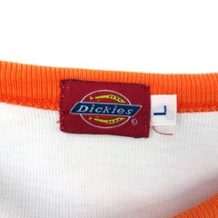 Dickies L Long Sleeve T-shirt Orange White Cotton Crew Neck Excellent For Ages 1