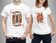 King Queen Cards Matching T Shirts Men Women Best Couple Gift