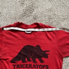 Vintage Steadman T Shirt Triceratops 1982 80s Xs Small Red Thin Baby Tee