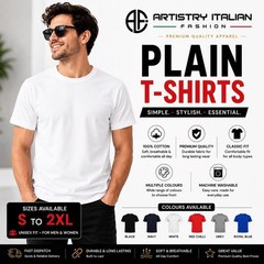 Plain T Shirt 100% Cotton Unisex Mens Womens Crew Neck Casual Tee S-2XL UK