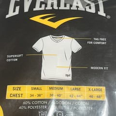 New Everlast Mens 3 Pack V-Neck T-Shirts Size Medium White