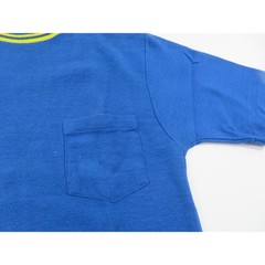 Sears PolyCotton Blank Pocket T-Shirt Blue Yellow Sz S 1970s