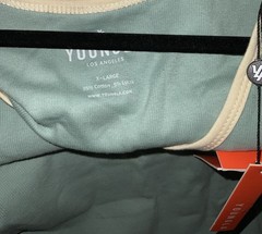 YoungLA TANK TOP 95% Cotton 5% lycra Sage green, cream trim
