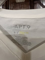 Apt 9 Mens Premier Flex Long Sleeve Henley Shirt White Slub Knit Large EUC