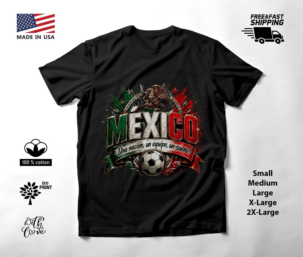 MEXICO – NEW World Cup 2026 Football Soccer Fans Black T-Shirt Tee Shirt
