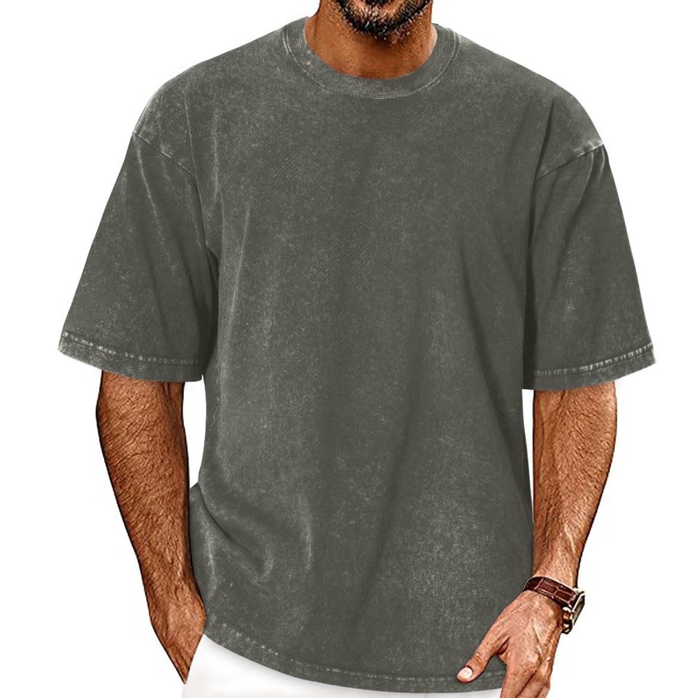 Oversized Tshirts for Men Short Sleeve Vintage Washed Basic Loose Tees, Dark …