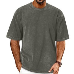 Oversized Tshirts for Men Short Sleeve Vintage Washed Basic Loose Tees, Dark …
