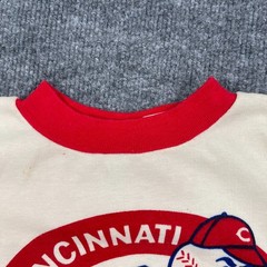 Vintage 70s Cincinnati Reds Mike #28 Baseball Shirt Teens Medium 15×22 Ivory