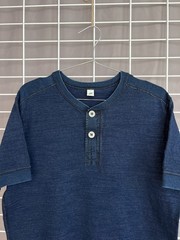 Pure Blue Japan Knitted Henley T-Shirt Mens Size 3 or M/L Syoaiya Indigo Rare