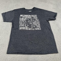 Star Wars Millennium Falcon Shirt Mens Large Gray Blueprint Graphic Tee T-Shirt