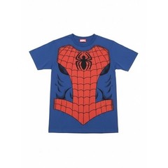 Marvel SpiderMan Costume T-Shirt Graphic Tee Blue Superhero Comic Book