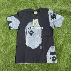 A Bathing Ape BAPE Men’s S Black/Gray Logo Graphic Print Crew Neck T-Shirt