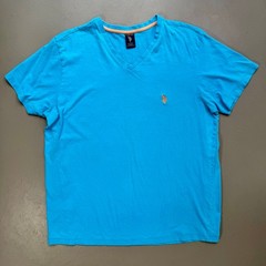 U.S. Polo Assn. Blue V Neck T Shirt Large Cotton Casual Preppy Basic