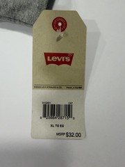 Levi’s Men’s Gray Waffle Knit Henley Long Sleeve T-Shirt Logo Buttons XL