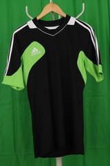 adidas short sleeve shirt football Med 38-40 in chest black green white mens