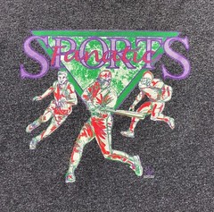 Vtg 80s 90s Sports Fanatic T Shirt Baseball Football Basketball Art Large