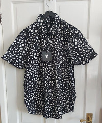 V By Very Mens Cotton Animal Print Party Shirt – Black White Size Uk Large L