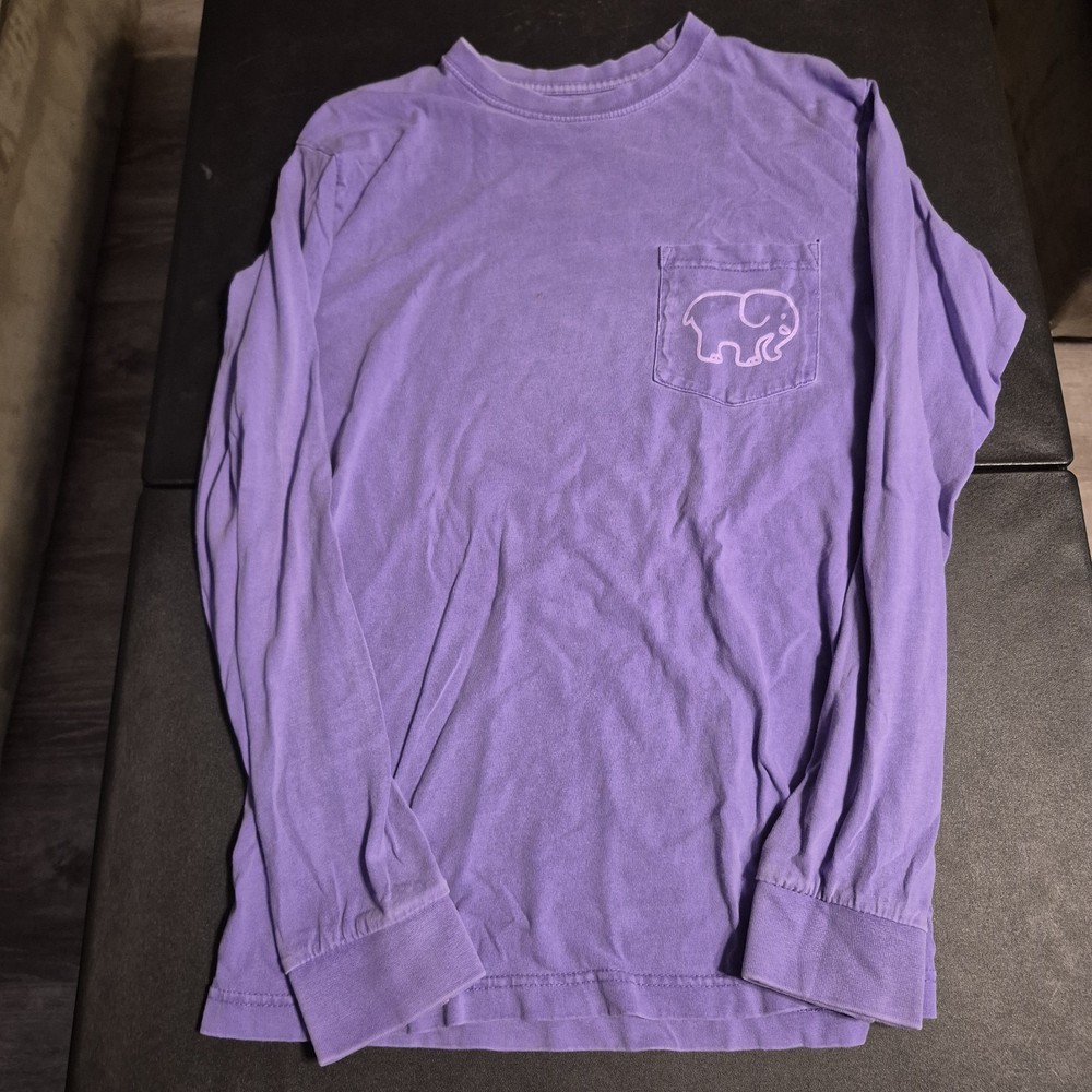 Ivory Ella Purple Long Sleeve Pocket T-Shirt Elephant Logo Crew Neck S