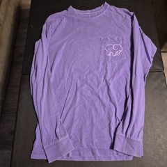 Ivory Ella Purple Long Sleeve Pocket T-Shirt Elephant Logo Crew Neck S