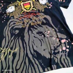 Rebel Spirit T Shirt Men 2XL Black Red Foil Gold Rasta Flag Lion Streetwear Used
