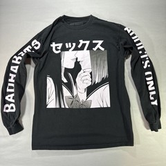 Bad Habits Spencers Long Sleeve T-Shirt Medium Black Graphic Alt Streetwear