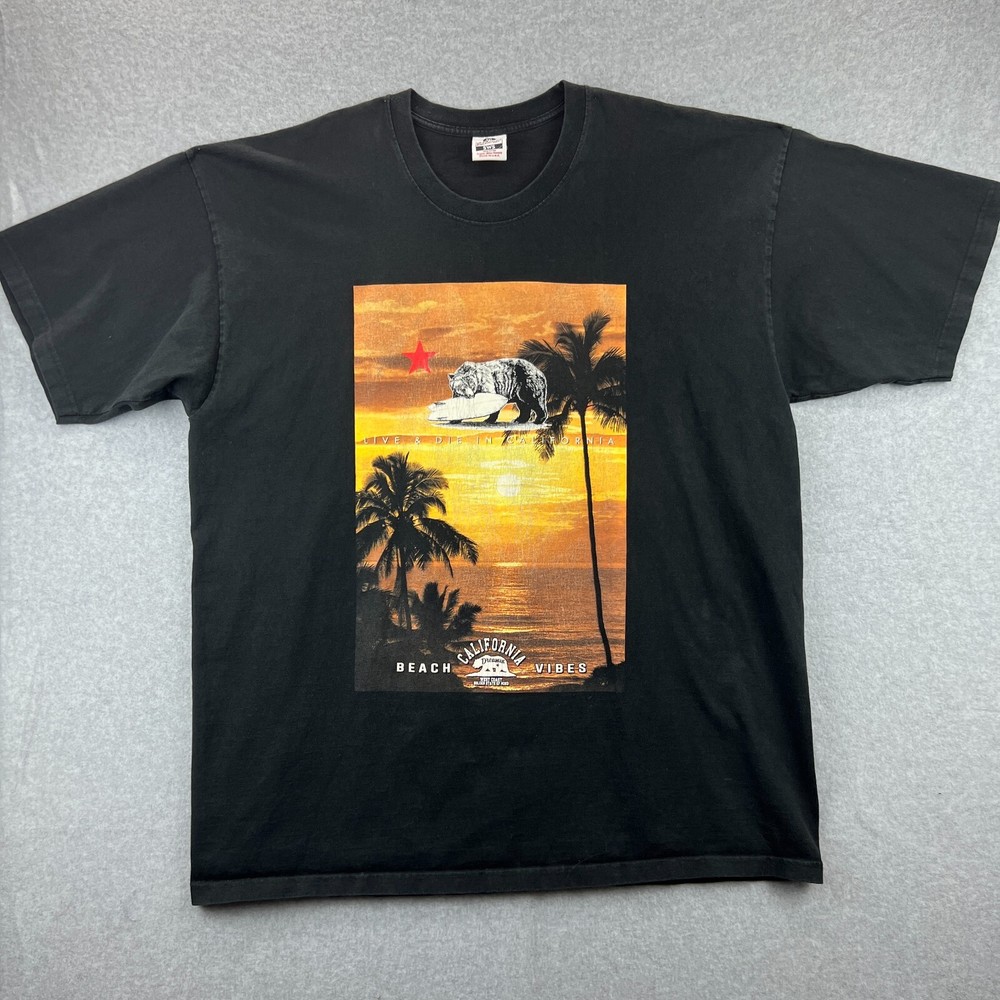 Streetwear Supply Super Max Heavy Cotton Black California Beach Shirt Size 4XL