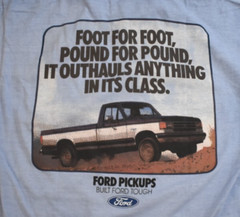 Ford Mens Ford Pickups Built Ford Tough Foot For Foot Blue Truck Shirt New S-XL
