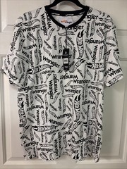 Wrangler Hot Wheels Tee Men Large L Large Black White All Over Print Logo Cotton