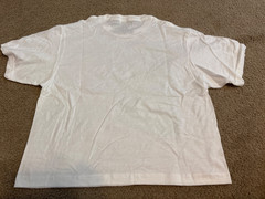 Monet The Beach and Falaise d’Amont 1889 Painting Shirt White Medium Cropped NEW