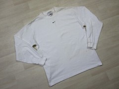 Vintage Nike Center Swoosh Size (L) Long Sleeve Made in USA White w/Black Check