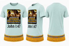 Yahawashi Saw Nathanael John 1:47 Celadon Tee Gold Fringes