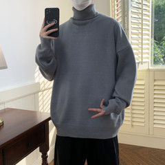 Men’s High Collar Knitted Turtleneck Solid Color Warm Sweater Warm Pullover New