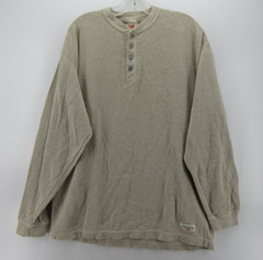 VINTAGE Levis Shirt Men Large Beige Henley Pullover Ribbed Knit Classic 90s Y2K