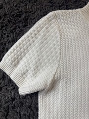 Tailored Mock Neck Knitted Shirt Cream – Size L/XL Asian (S/M American)