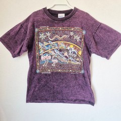 Vintage Gooses Aboriginal Art Animal Australia T-Shirt Cotton Acid-Purple Sz.M