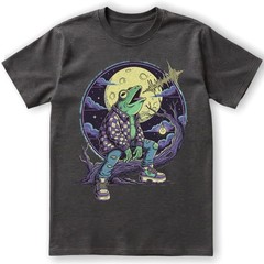 Funny Frog Flannel Howling Moon Spooky Tree Retro Graphic Tee Gift Men