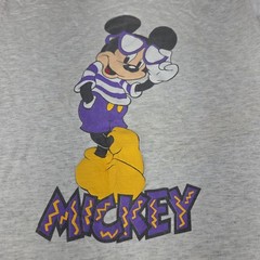Vtg Single Stitch Mickey Mouse T-Shirt Two Tone Sleeves Size L Distressed Disney