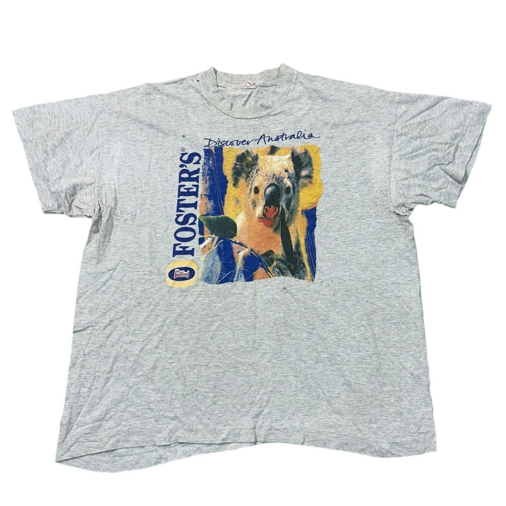 Foster’s Vintage Koala Discover Australia Graphic T-Shirt Grey Mens Small