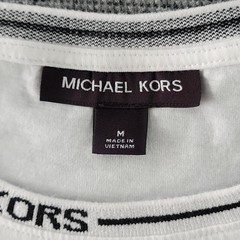 Michael Kors Mens T Shirt Medium White Contrast Trim Collar Logo Crewneck…