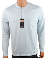 Alfani Mens Henley T-Shirt New L Light Blue Long Sleeve Standard Stretch Solid