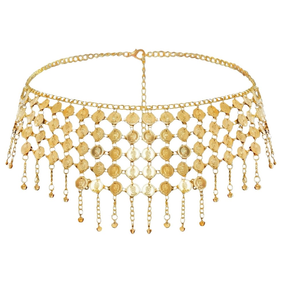 Coins Belly Dance Hip Scarf Belt – Adjustable Waist Chain Skirts Wrap, Gold C…