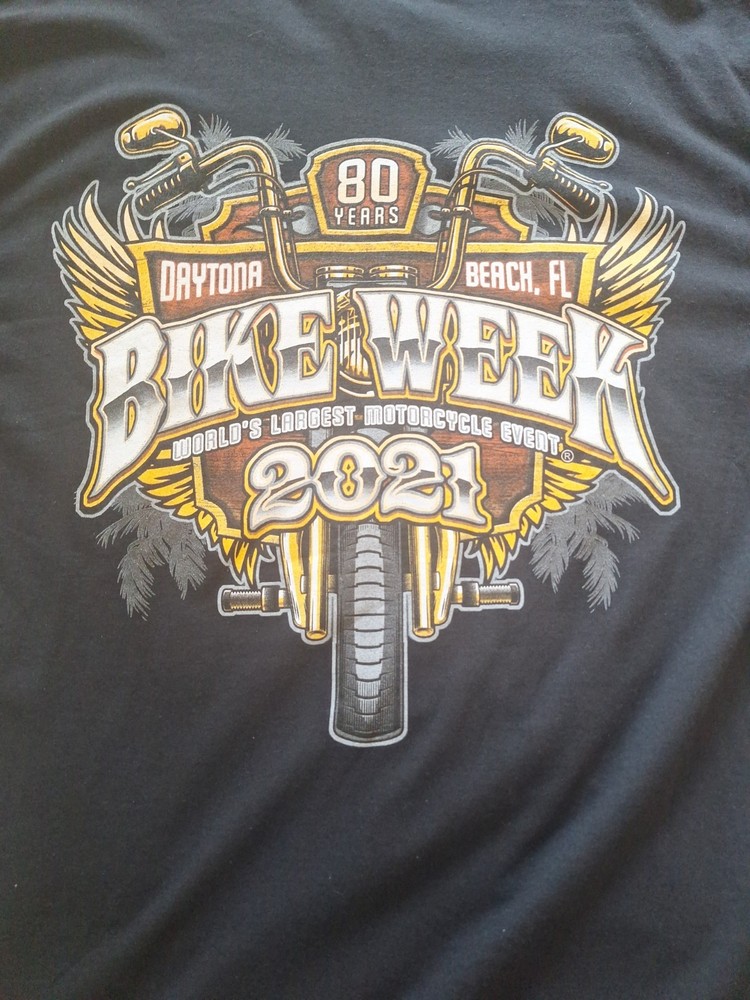 Bike Week 2021 Daytona Beach T Shirt Mens XL Black Short Sleeve Motorcycle Biker